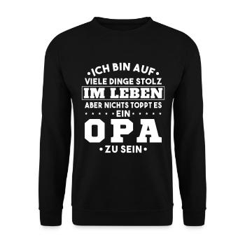 ich bin stolz wie ein Opa - Unisex Pullover - Schwarz - Vorne - Alina (178cm) & Michal (187cm)