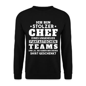 Ich bin Stolzer Chef Geschenkidee - Unisex Pullover - Schwarz - Vorne - Alina (178cm) & Michal (187cm)