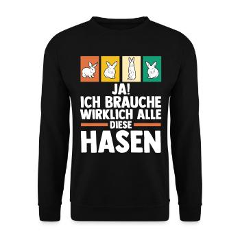 Kaninchen Hase - Unisex Pullover - Schwarz - Vorne - Alina (178cm) & Michal (187cm)