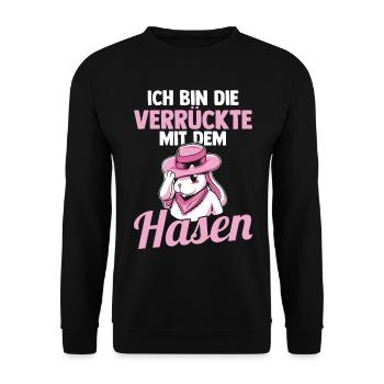 Kaninchen Hase - Unisex Pullover - Schwarz - Vorne - Alina (178cm) & Michal (187cm)