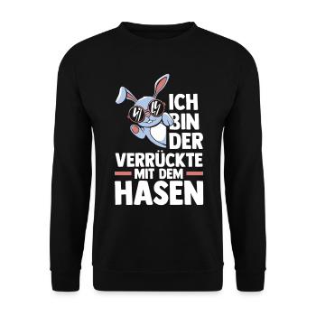 Kaninchen Hase - Unisex Pullover - Schwarz - Vorne - Alina (178cm) & Michal (187cm)