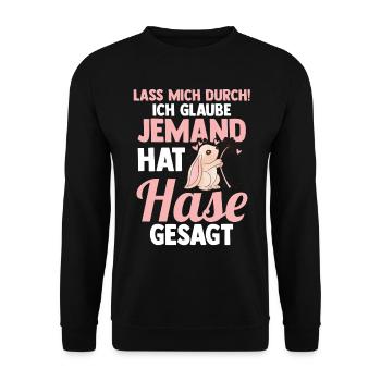 Kaninchen Hase - Unisex Pullover - Schwarz - Vorne - Alina (178cm) & Michal (187cm)