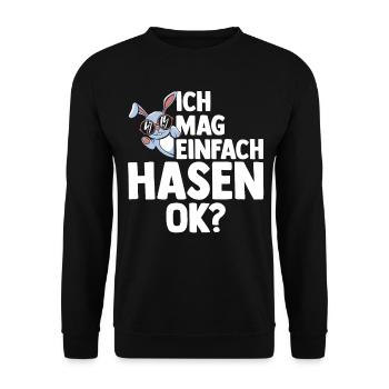 Kaninchen Hase - Unisex Pullover - Schwarz - Vorne - Alina (178cm) & Michal (187cm)