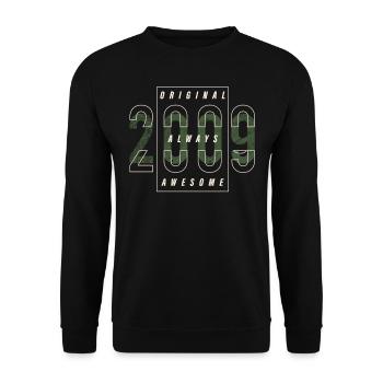 Cadeau urbain original année de naissance 2009 vintage - Sweat-shirt Unisexe - noir - Devant - Alina (178cm) & Michal (187cm)