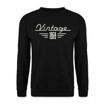 Vintage 1960 Année de naissance Anniversaire minimaliste - Sweat-shirt Unisexe - noir - Devant - Alina (178cm) & Michal (187cm)