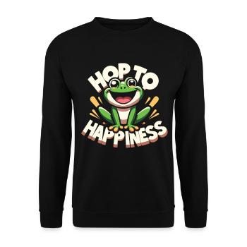 Funny Frog - Hop to Happiness - Unisex Sweatshirt - black - Front - Alina (178cm) & Michal (187cm)