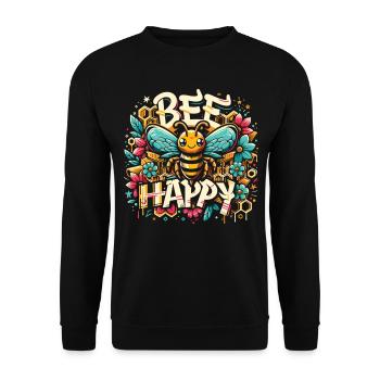 Fleurs et nids d’abeilles : Design d’abeille créatif - Sweat-shirt Unisexe - noir - Devant - Alina (178cm) & Michal (187cm)