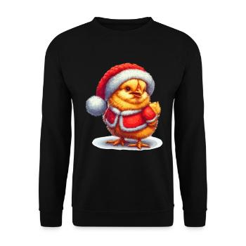 Christmas shirt Chick in Christmas outfit Christmas - Unisex Sweatshirt - black - Front - Alina (178cm) & Michal (187cm)