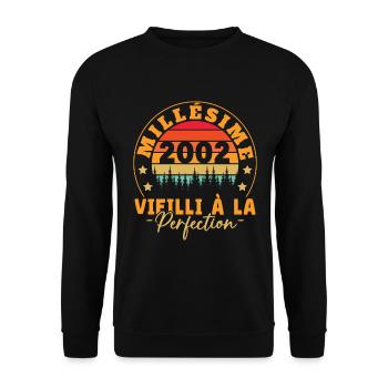 Millésime 2002, Cadeau D'anniversaire Vintage 2002 - Sweat-shirt Unisexe - noir - Devant - Alina (178cm) & Michal (187cm)