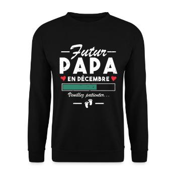 Homme Annonce Grossesse Futur Papa En décembre - Sweat-shirt Unisexe - noir - Devant - Alina (178cm) & Michal (187cm)