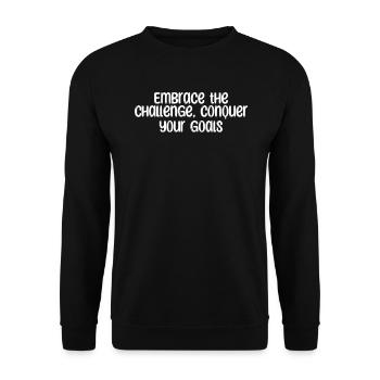 Fitness - Embrace the challenge, conquer your - Unisex Pullover - Schwarz - Vorne - Alina (178cm) & Michal (187cm)