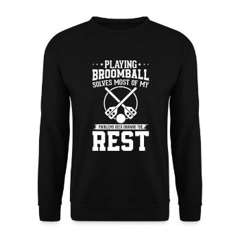 Jouer au ballon-balai Sport Drôle De Balai-Balai Dire - Sweat-shirt Unisexe - noir - Devant - Alina (178cm) & Michal (187cm)