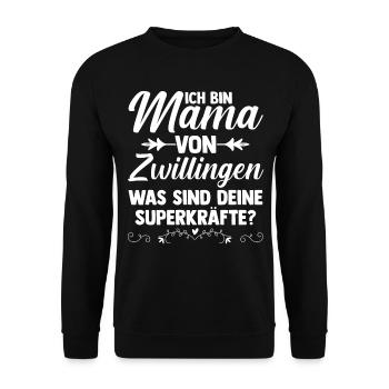 Mutter Zwillingsmama Mama von Zwillingen - Unisex Pullover - Schwarz - Vorne - Alina (178cm) & Michal (187cm)