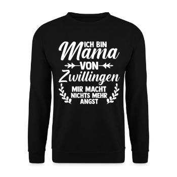 Mutter Zwillingsmama Mama von Zwillingen - Unisex Pullover - Schwarz - Vorne - Alina (178cm) & Michal (187cm)