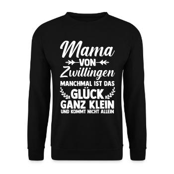 Mutter Zwillingsmama Mama von Zwillingen - Unisex Pullover - Schwarz - Vorne - Alina (178cm) & Michal (187cm)