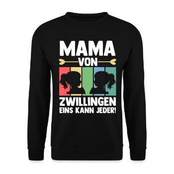 Mutter Mama von Zwillingen Zwillingsmama - Unisex Pullover - Schwarz - Vorne - Alina (178cm) & Michal (187cm)