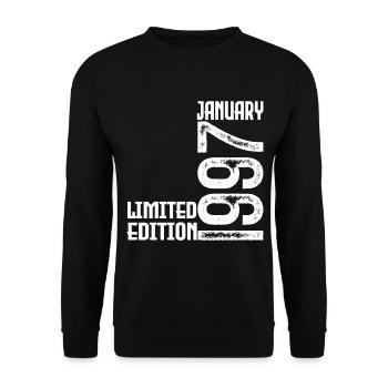 Cadeau Anniversaire Janvier 1997. January 1997. - Sweat-shirt Unisexe - noir - Devant - Alina (178cm) & Michal (187cm)