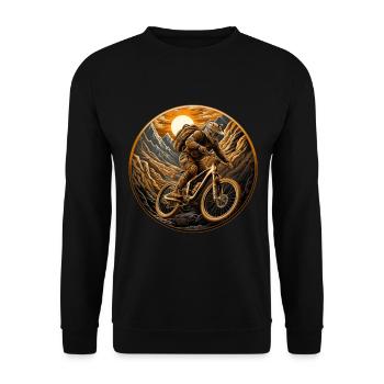 Mountainbiker, Mountainbike, Berge, Sonne - Unisex Pullover - Schwarz - Vorne - Alina (178cm) & Michal (187cm)