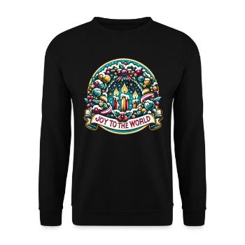 Joy to the World - Funny Holidays Funny Christmas - Unisex Pullover - Schwarz - Vorne - Alina (178cm) & Michal (187cm)