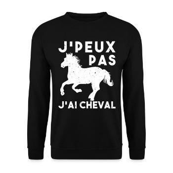 J'Peux Pas J'Ai Cheval Animal Equitation - Sweat-shirt Unisexe - noir - Devant - Alina (178cm) & Michal (187cm)