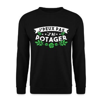 J'Peux pas J'ai Potager Cadeau De Jardinage Drole - Sweat-shirt Unisexe - noir - Devant - Alina (178cm) & Michal (187cm)