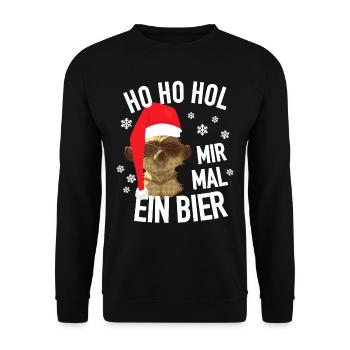 Ho Ho Hol Mir Mal Ein Bier - Weihnachten Erdmännch - Unisex Pullover - Schwarz - Vorne - Alina (178cm) & Michal (187cm)
