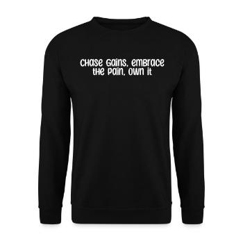 Fitness - Chasser les gains, embrasser la douleur, l’assumer - Sweat-shirt Unisexe - noir - Devant - Alina (178cm) & Michal (187cm)