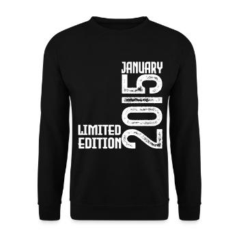 Cadeau Anniversaire Janvier 2015. January 2015. - Sweat-shirt Unisexe - noir - Devant - Alina (178cm) & Michal (187cm)