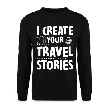I Create Your Travel Stories Reisebüro - Unisex Pullover - Schwarz - Vorne - Alina (178cm) & Michal (187cm)