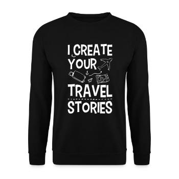 I Create Your Travel Stories Reisebüro - Unisex Pullover - Schwarz - Vorne - Alina (178cm) & Michal (187cm)
