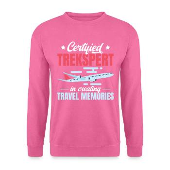 Certified Trekspert In Creating Travel Memories - Unisex Pullover - Pink - Vorne