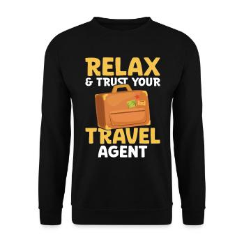 Relax & Trust Your Reisebüro - Unisex Pullover - Schwarz - Vorne - Alina (178cm) & Michal (187cm)