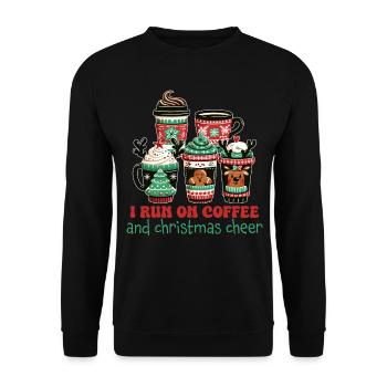 I run on Coffee - Funny Women's Christmas Coffee - Unisex Sweatshirt - black - Front - Alina (178cm) & Michal (187cm)