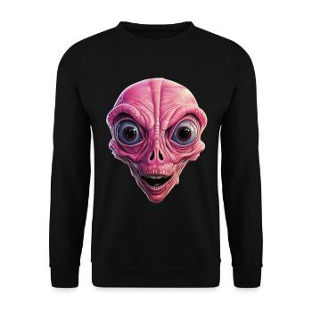Extraterrestre choqué, choc, visage extraterrestre, curiosité - Sweat-shirt Unisexe - noir - Devant - Alina (178cm) & Michal (187cm)