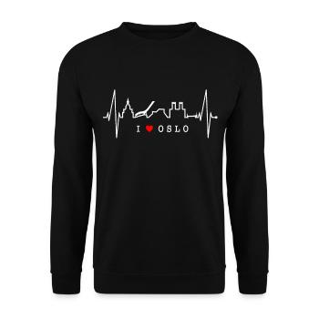 Oslo Skyline Herzschlag Norwegen Liebe I Love Oslo - Unisex Pullover - Schwarz - Vorne - Alina (178cm) & Michal (187cm)