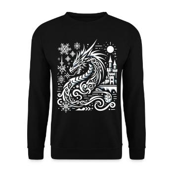 Ice dragon in the snow glow - Unisex Sweatshirt - black - Front - Alina (178cm) & Michal (187cm)