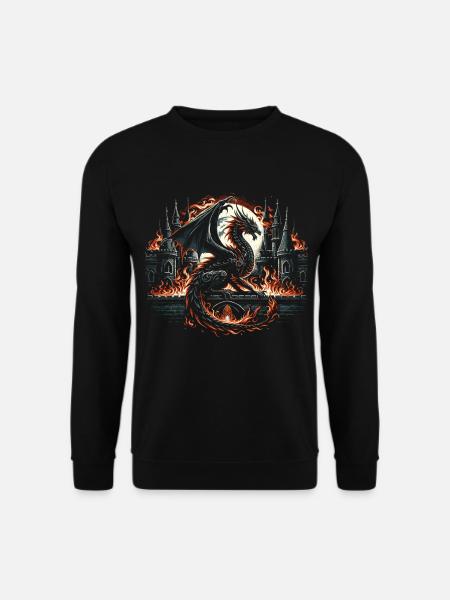 Dragon - Gothic Fire Wings - Unisex Sweatshirt - black