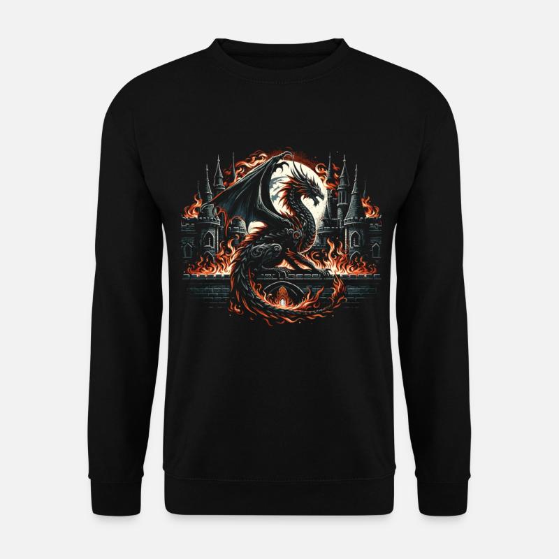 Dragon - Gothic Fire Wings - Unisex Sweatshirt - black