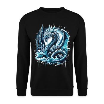 Frostiger Schattendrache Eisdrache - Unisex Pullover - Schwarz - Vorne - Alina (178cm) & Michal (187cm)