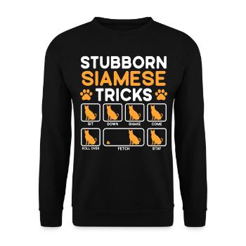 Stubborn Tricks Siamese Cat - Unisex Pullover - Schwarz - Vorne - Alina (178cm) & Michal (187cm)