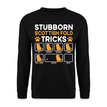 Stubborn Tricks Scottish Fold Cat - Unisex Pullover - Schwarz - Vorne - Alina (178cm) & Michal (187cm)