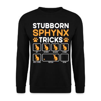 Stubborn Tricks Sphynx Cat - Unisex Pullover - Schwarz - Vorne - Alina (178cm) & Michal (187cm)