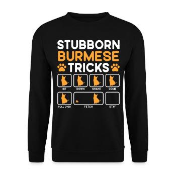 Stubborn Tricks Burmese Cat - Unisex Pullover - Schwarz - Vorne - Alina (178cm) & Michal (187cm)
