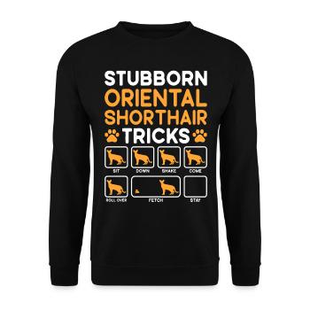 Stubborn Tricks Oriental Shorthair Cat - Unisex Sweatshirt - black - Front - Alina (178cm) & Michal (187cm)