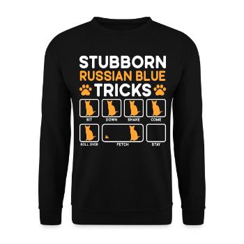 Tricks Têtus Chat Bleu Russe - Sweat-shirt Unisexe - noir - Devant - Alina (178cm) & Michal (187cm)
