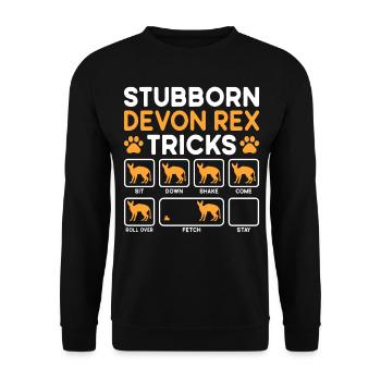 Stubborn Tricks Devon Rex Cat - Unisex Sweatshirt - black - Front - Alina (178cm) & Michal (187cm)