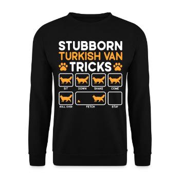 Stubborn Tricks Turkish Van Cat - Unisex Pullover - Schwarz - Vorne - Alina (178cm) & Michal (187cm)
