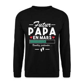 Annonce De Grossesse Papa Bébé Futur Papa En Mars - Sweat-shirt Unisexe - noir - Devant - Alina (178cm) & Michal (187cm)