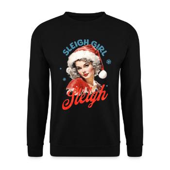 Sleigh Girl Sleigh Funny Ugly Christmas für Frauen - Unisex Pullover - Schwarz - Vorne - Alina (178cm) & Michal (187cm)