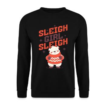 Sleigh Girl Sleigh Funny Ugly Christmas für Frauen - Unisex Pullover - Schwarz - Vorne - Alina (178cm) & Michal (187cm)